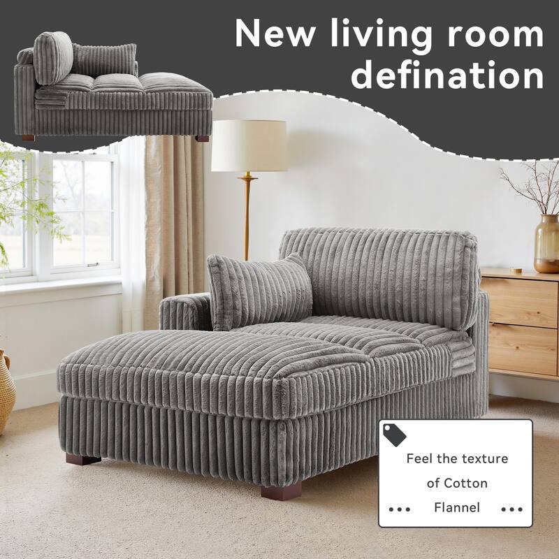 UIXE Upholstered Plush Chaise Lounge Chair For Interior