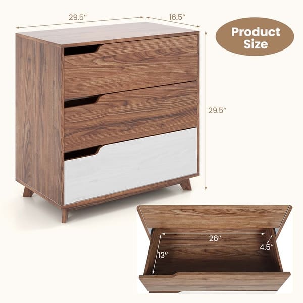 Rustic Small Storage 3-Drawer Dresser Rustic Small Chest Farmhouse Storage Cabinet - Bed ...
