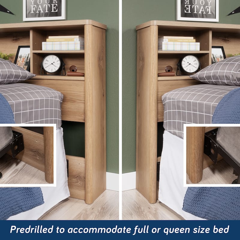 Engineered Wood Vintage Full/Queen Bookcase Headboard with Spacious Storage Cubby