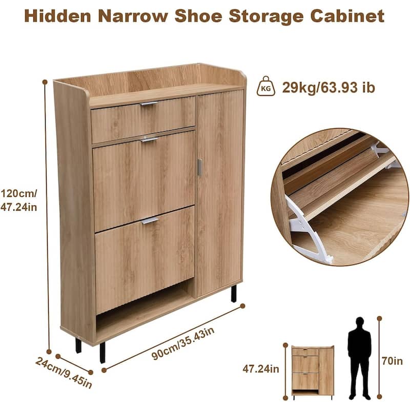Narrow Shoe Storage Cabinet, Shoe Rack for Entryway, Hallway, Living Room