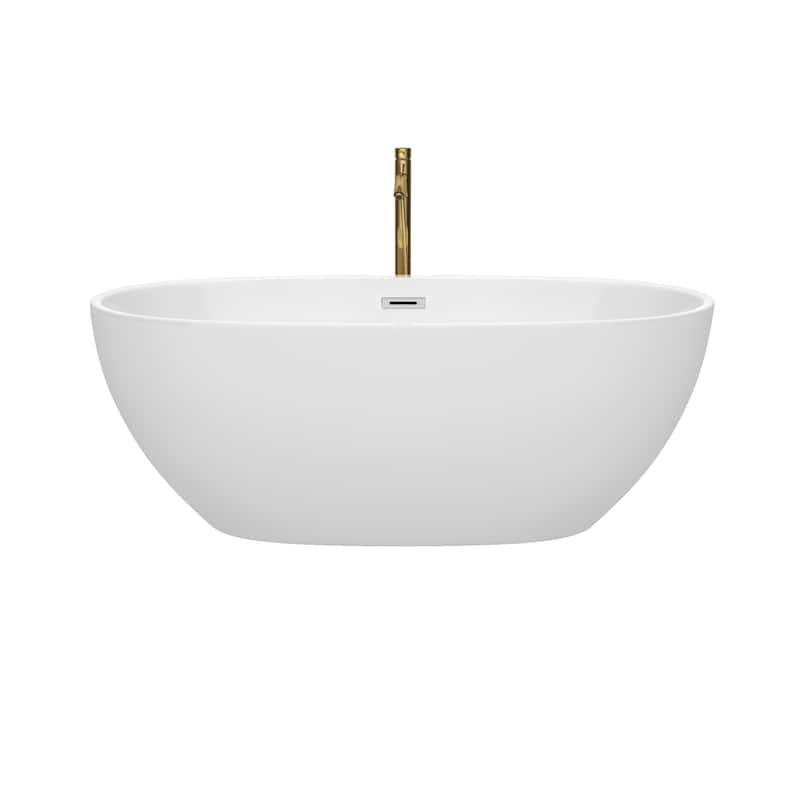 Wyndham Collection Juno 63-inch White Freestanding Soaking Bathtub