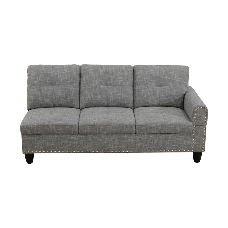 Brown Grey Linen 3-Piece Sofa Set Living Room Sofa