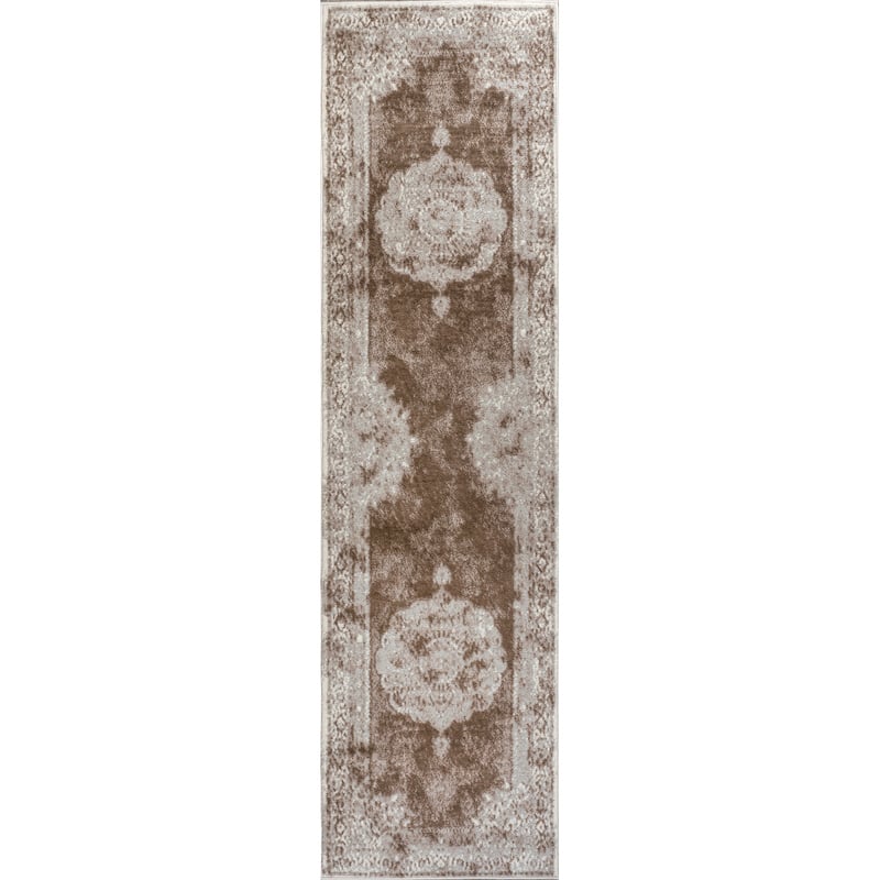 JONATHAN Y Rosalia Cottage Medallion Area Rug - 2 X 8 - Cream/Brown