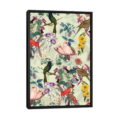 iCanvas "Floral And Birds VIII" by Burcu Korkmazyurek Framed Canvas Print