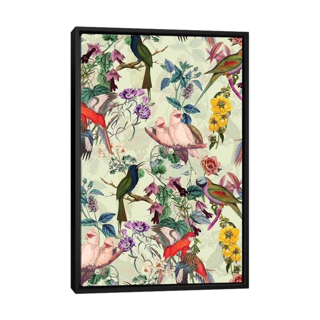 iCanvas "Floral And Birds VIII" by Burcu Korkmazyurek Framed Canvas Print