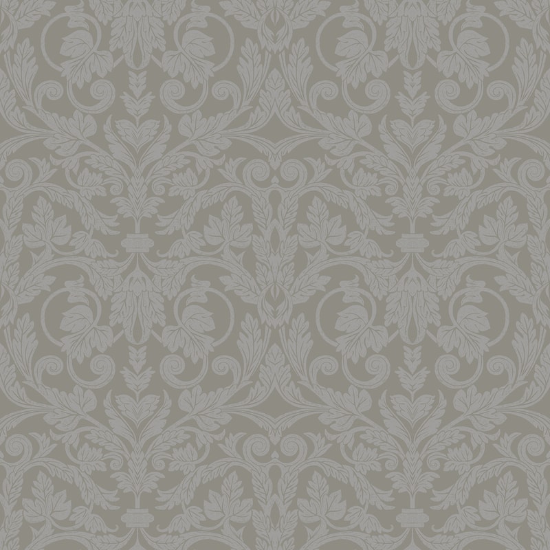 A-Street Prints Rosali Grey Scroll Damask Wallpaper