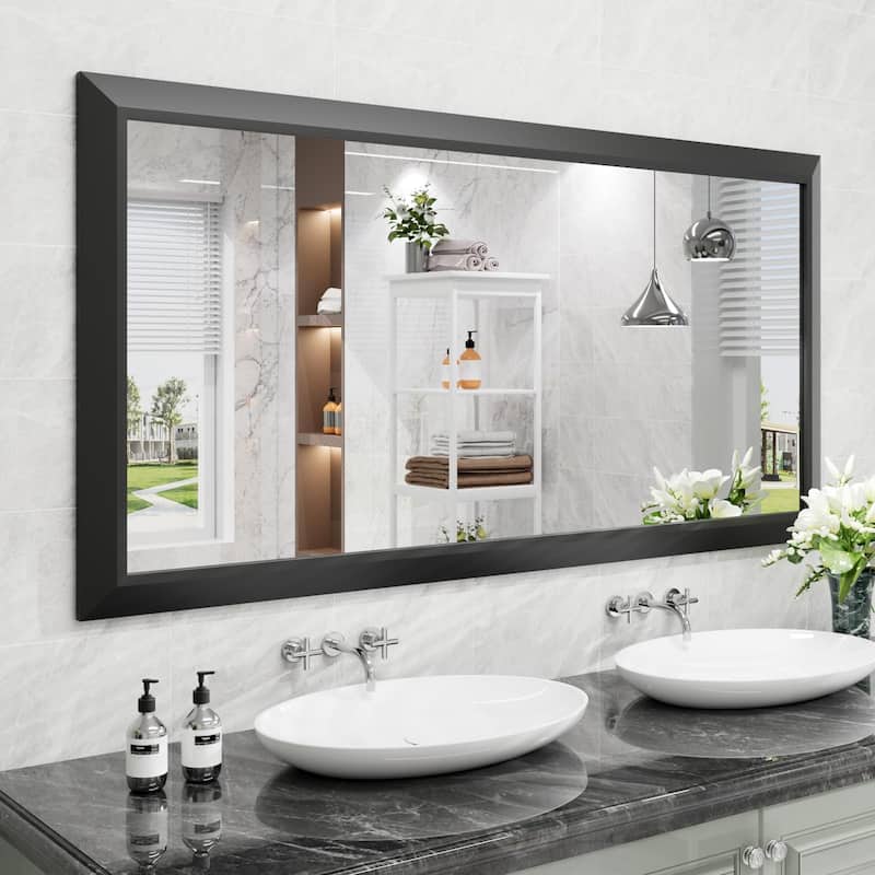 KIOTEE Full size Metal Bathroom Mirror with 5-Year Warranty - 60x30 - Black