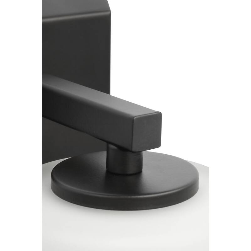 Vertex Collection One-Light Matte Black Etched White Glass Contemporary Bath Light - 4.75 in x 6.25 in x 7.5 in