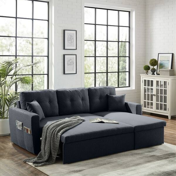 86 6 Reversible Sofa Bed With Storage Sleeper Sectional Couch Overstock 30684501