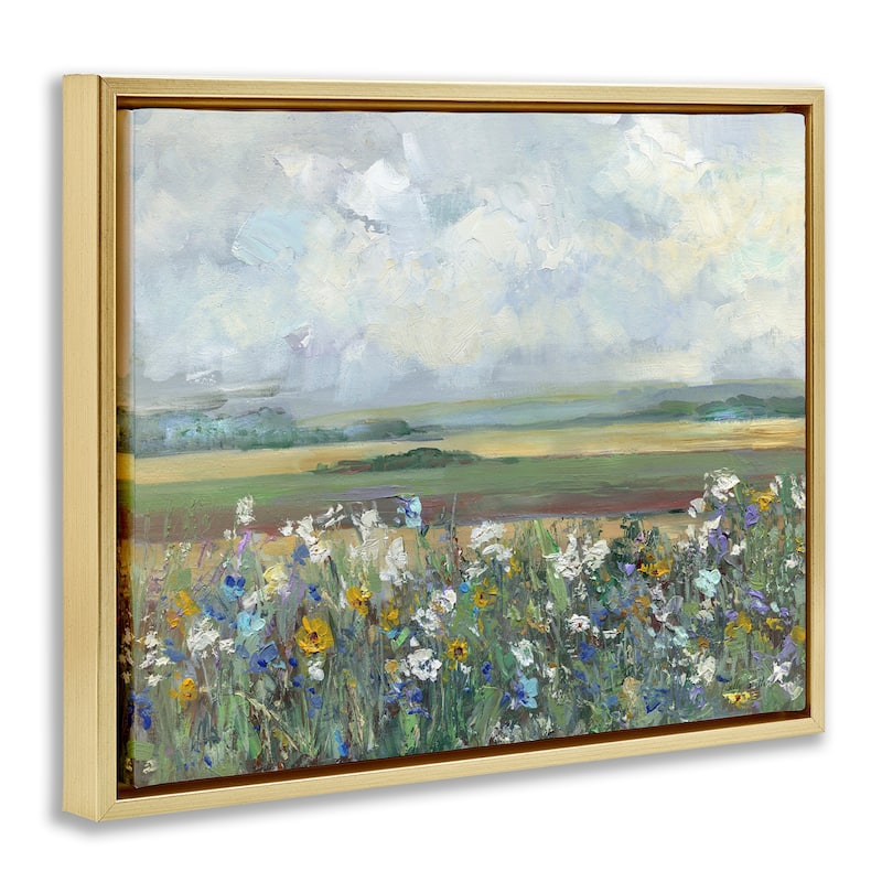 Stupell County Meadow Clouds Overhead Framed Floater Canvas Wall Art Design By Sally Swatland