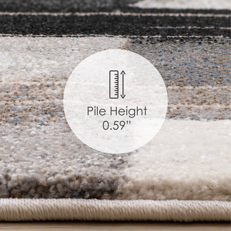 Shade White Black Taupe Brown Modern High-Traffic Rug