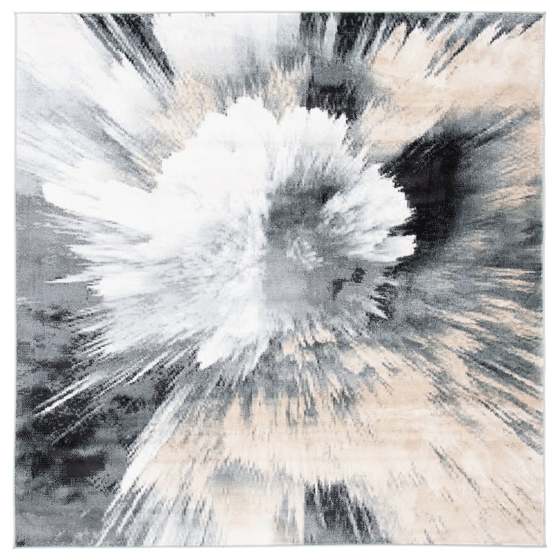 SAFAVIEH Lagoon Sharen Modern Abstract Rug - 6'7" Square - Charcoal/Ivory