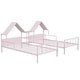preview thumbnail 3 of 17, Metal Double Twin Size Platform Bed with House-shaped Headboard and a Built-in Nightstand
