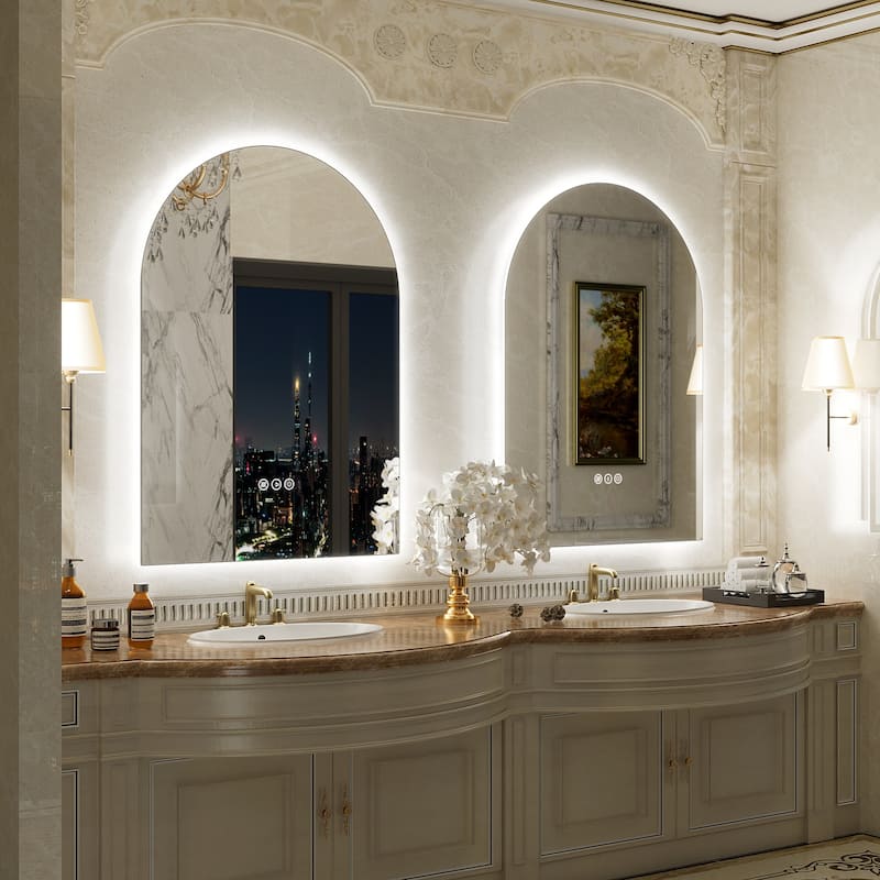 UL Certified Arched LED Anti-fog Tempered Glass Wall Bathroom Vanity Mirror