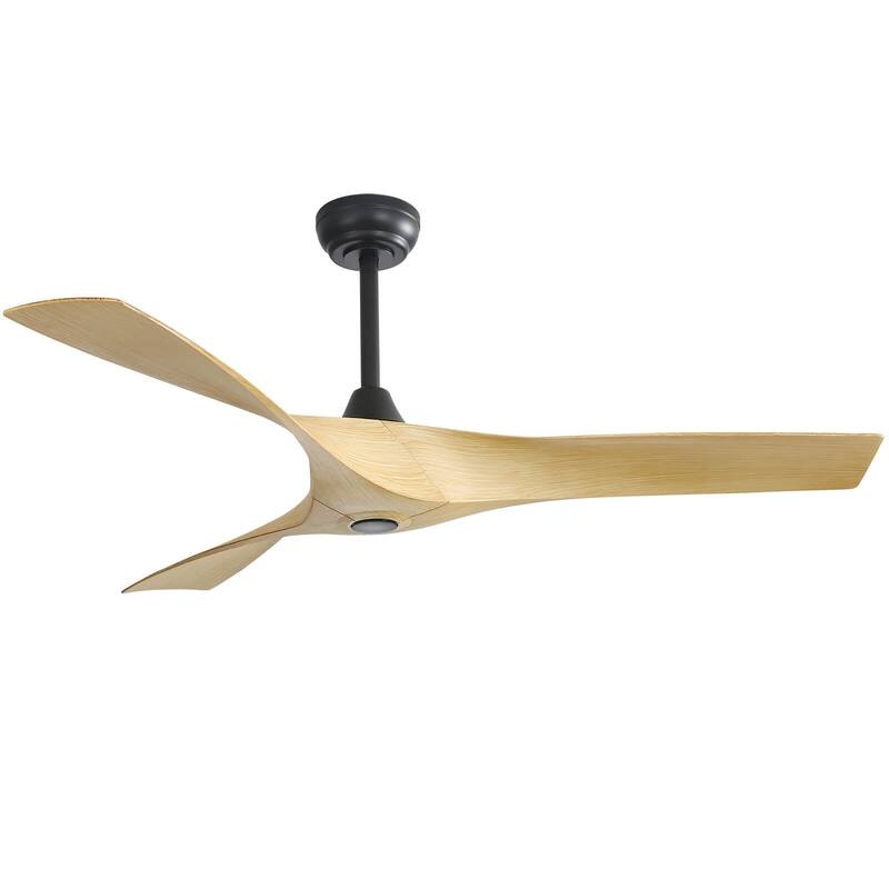 3 Blade Propeller Ceiling Fan for Living Room Bedroom, Indoor & Outdoor 52" Reversible Ceiling Fan with Remote, No Light, Black