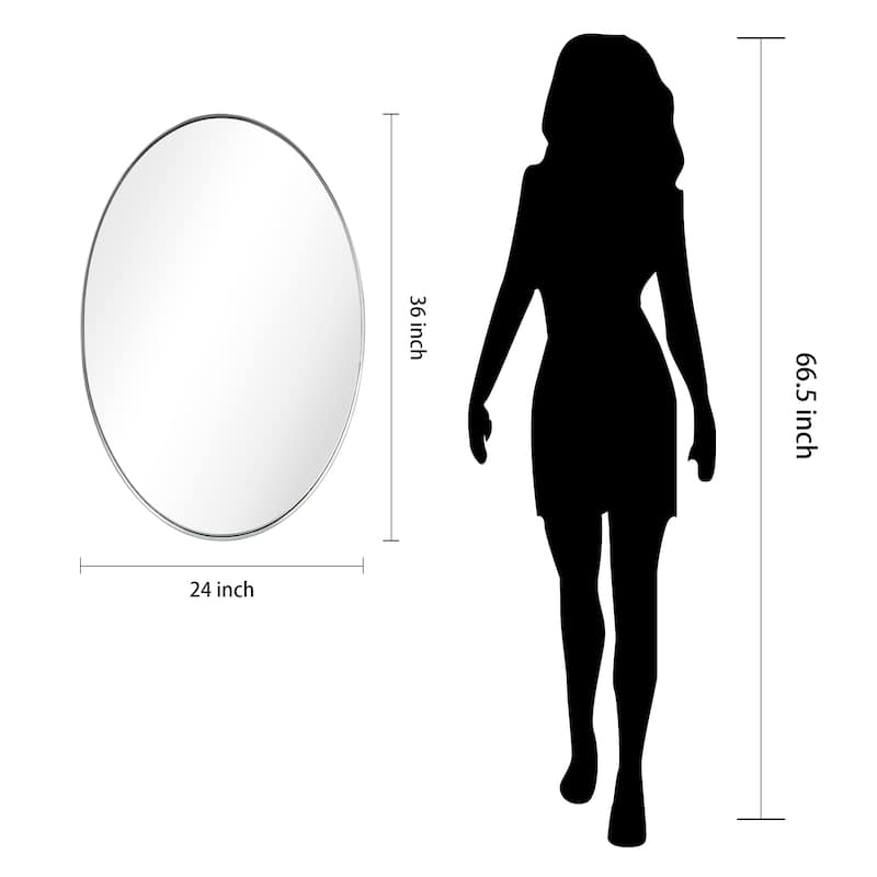Ultra Stainless Steel Oval Wall Mirror- 24"x36"