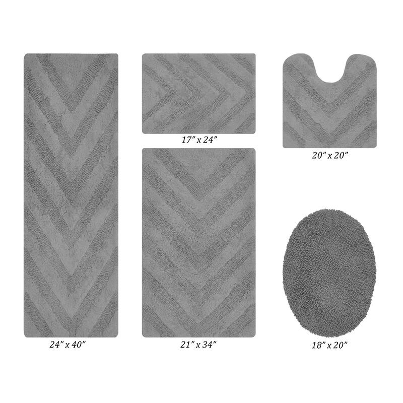 Better Trends Bathroom Rug Set 100% Cotton Tufted Water Absorbent Bath Rug for Shower, Sink Mats Machine Wash Hugo Collection