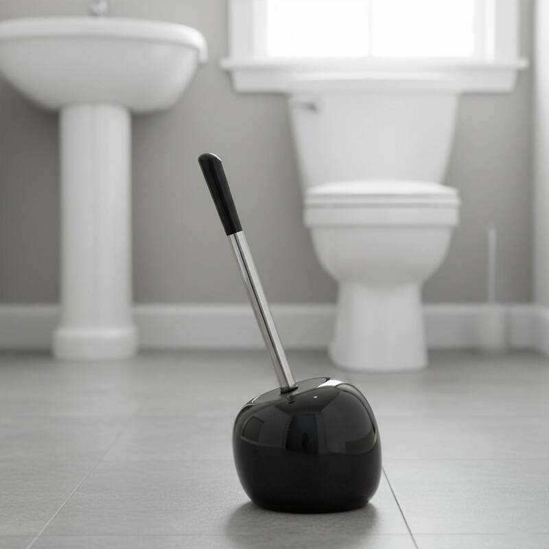 PISE Freestanding Toilet Brush and Holder Set - 15"H x 6"L x 6" W - Black