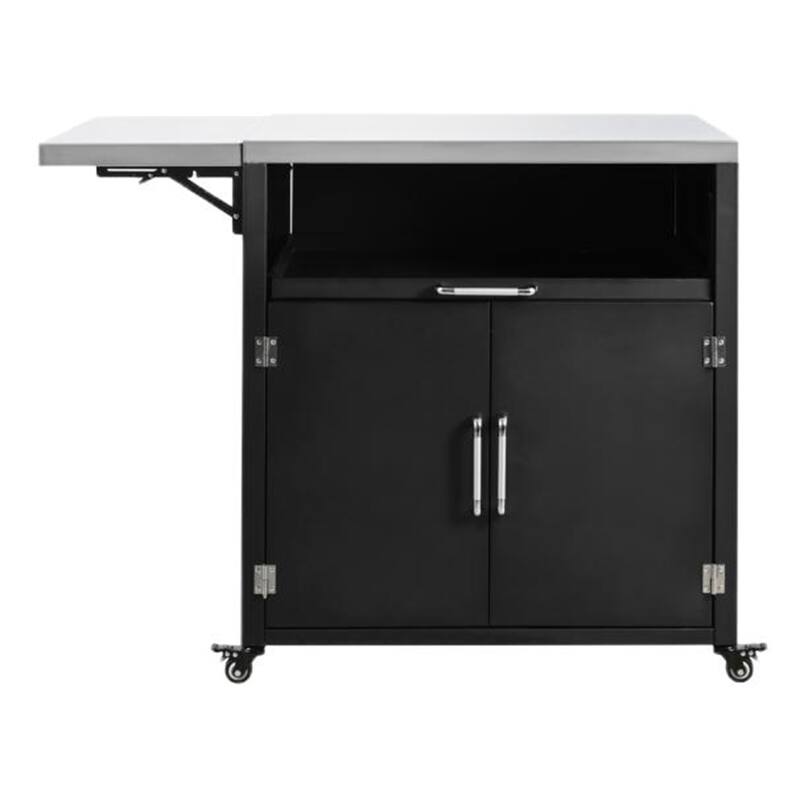 Outdoor Kitchen Island with Expandable Tabletop and Lockable Wheels