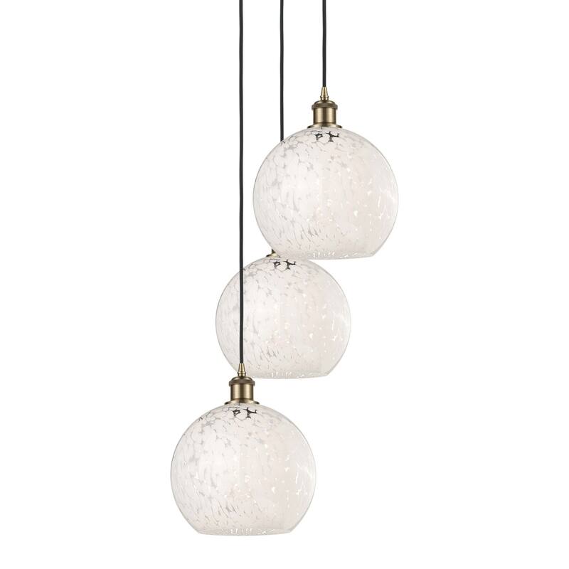 Innovations Lighting 113B-3P-11-17 White Mouchette Pendant White - Antique Brass