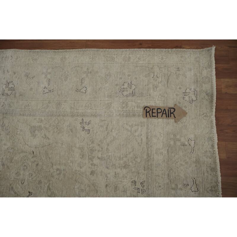 Hand Knotted Oriental 100% Wool Carpet Traditional Medallion Beige & Ivories Tabriz Area Rug - 9' 4'' X 6' 9''