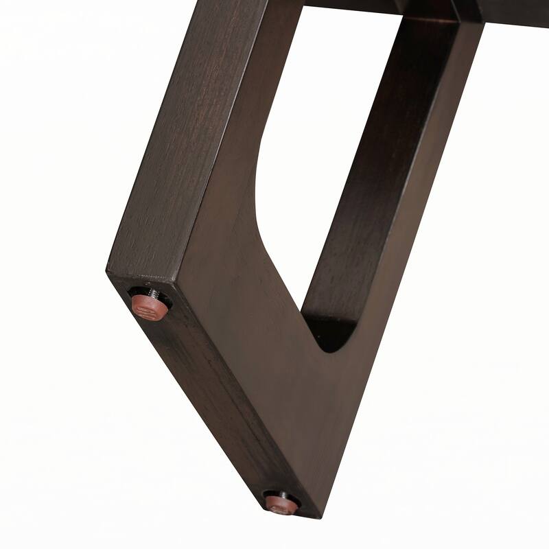 Narrow Console Table with Marble-Effect Top(Espresso)