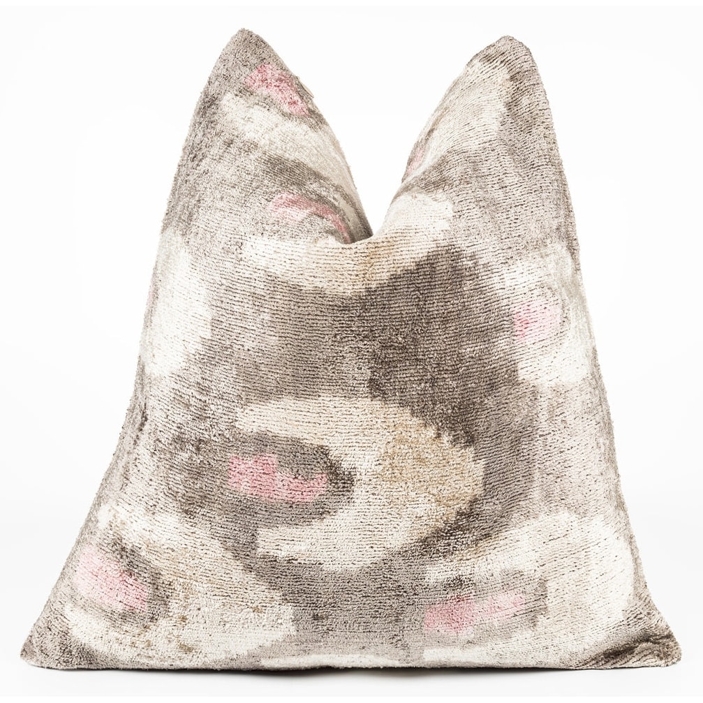 Handmade 16x16 Velvet Throw Pillow Beige, Pink, Gray Tones - 16"x16"