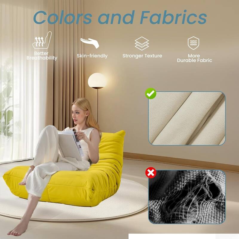 EROMMY Bean Bag Chair Togo Sofa - 28D Memory Foam Floor Chair for Adults & Kids, Lightweight Faux Leather Lounger in 5 Colors