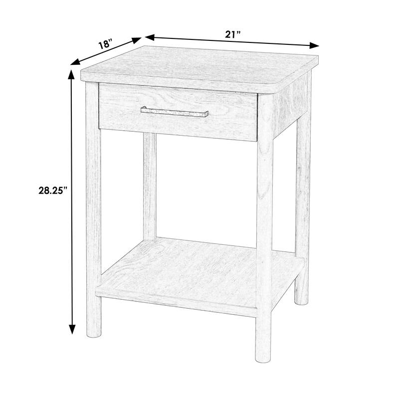 Lennon 1 Drawer Rounded Leg Wood Nightstand - Natural