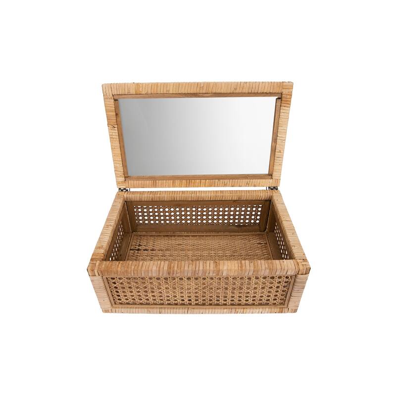 Woven Rattan Display Boxes with Glass Lids & Fir Wood Frame