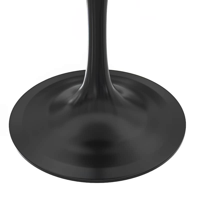 LeisureMod Verve Modern Round Dining Table with Resin TableTop and Black Pedestal Base for Kitchen & Dining Room