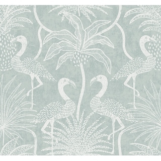 A-Street Prints Biscayne Turquoise Flamingo Beach Wallpaper