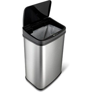 Silver Stainless Steel 13-Gallon Motion Sensor Trash Can with Odor Seal ...