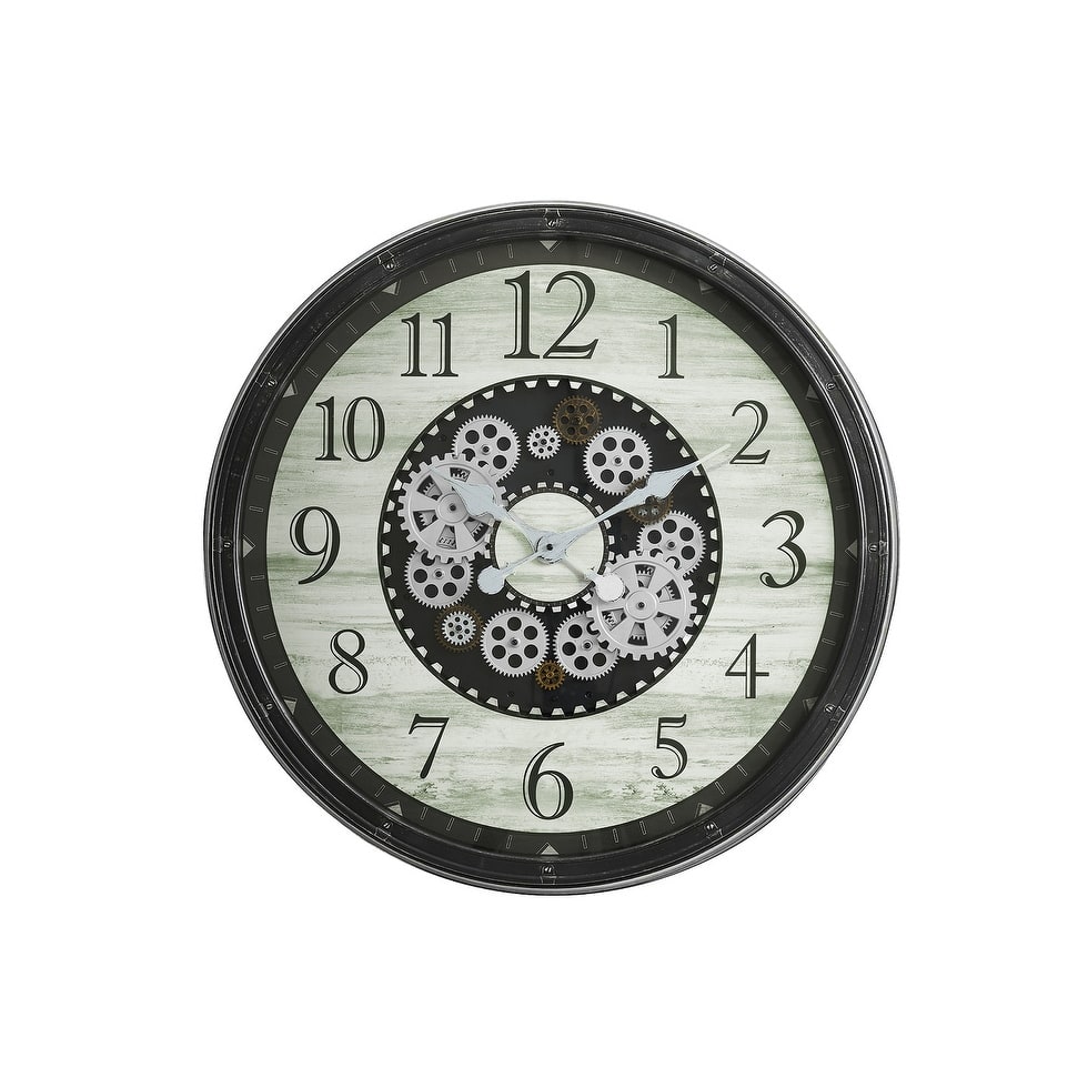 30 in Oversized Gear Mechanism Brown Wall Clock - 30 in