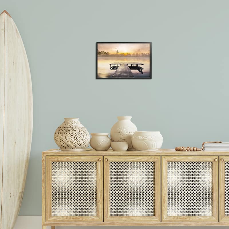 Stupell Summer Sunrise Dock Framed Giclee Art Design By Mike Calascibetta