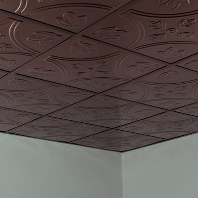FASÄDE Traditional Style 5 Decorative Vinyl 2ft x 2ft Lay in Ceiling Panel in Oil Rubbed Bronze (5 Pack)