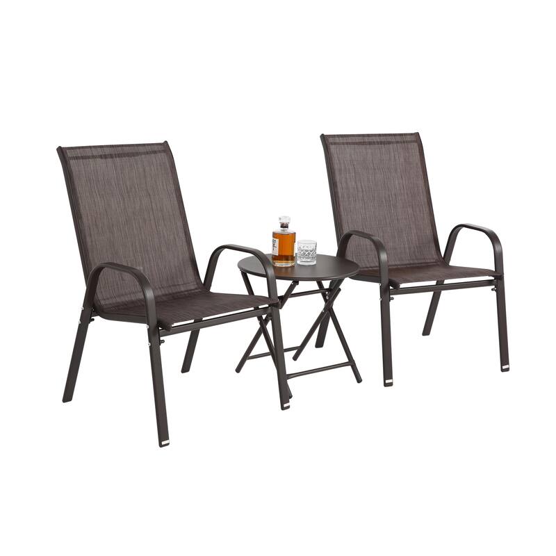 3 Piece Outdoor Patio Bistro Set, Conversation Sets for Beach Poolside or Garden