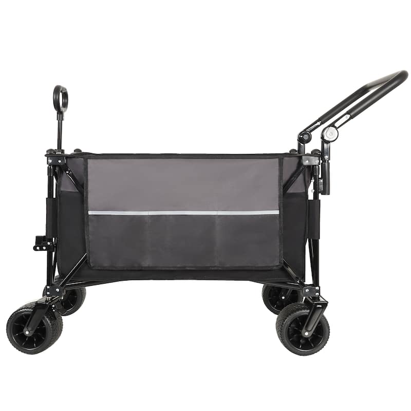 Multi-Functional Push-Pull Folding Wagon Cart With Rotating Handle & 360°All-Terrain Wheels-Heavy-Duty,Adjustable Design
