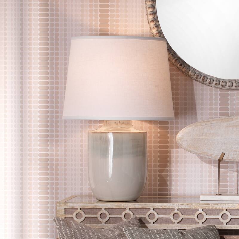 Jamie Young Lagoon Ceramic Table Lamp with Linen Shade