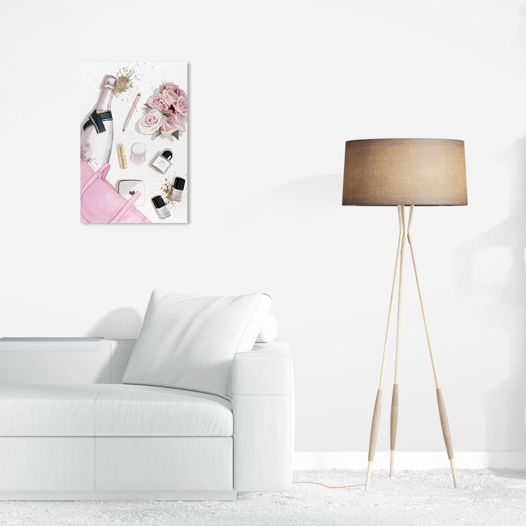 Wynwood Studio Canvas Fashion and Glam Oh, My Bag Pink and Pastel Pink Glam Wall Art Canvas Print