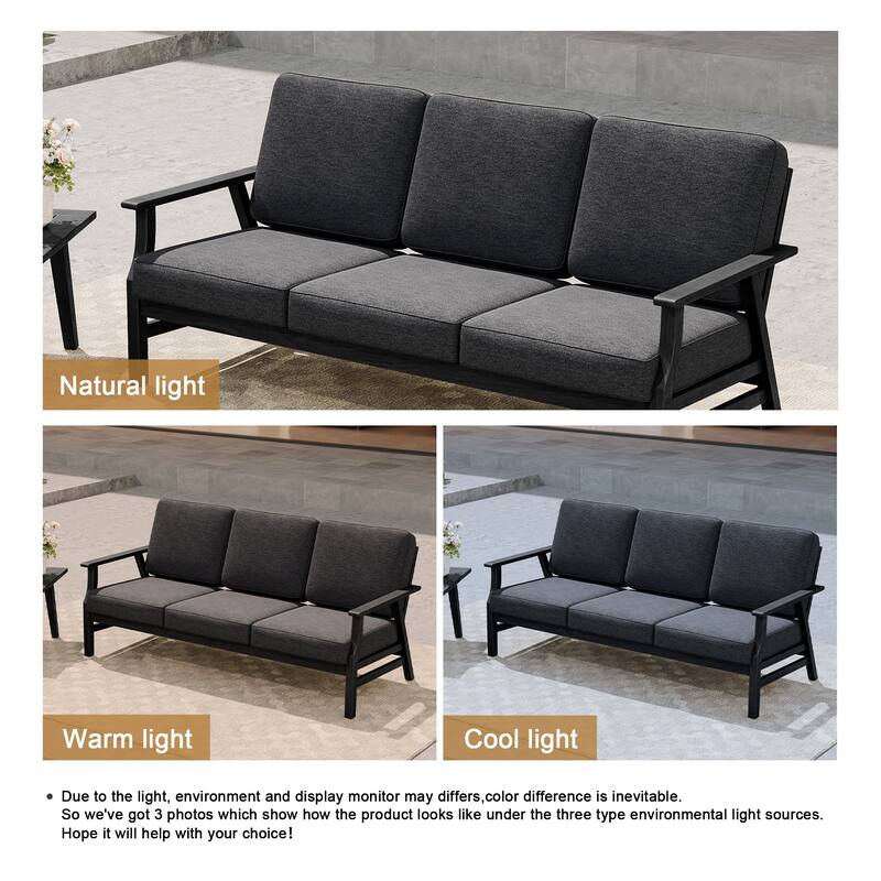 Casual Wood Cushioned 5-Piece Outdoor Patio Conversation Set