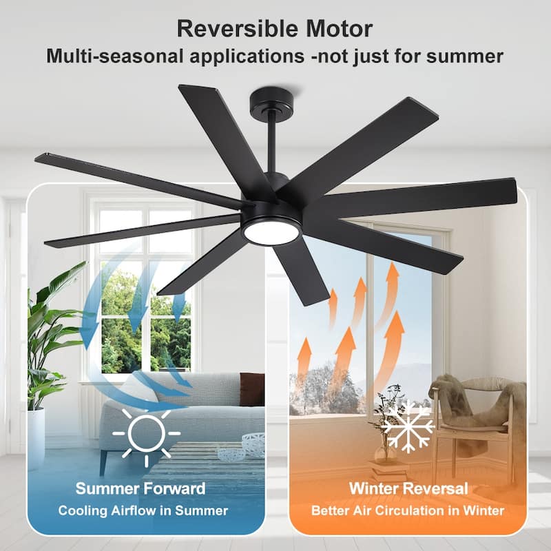 MLiAN 60 in. 8-Plywood Blades Indoor LED Ceiling Fan With Remote...