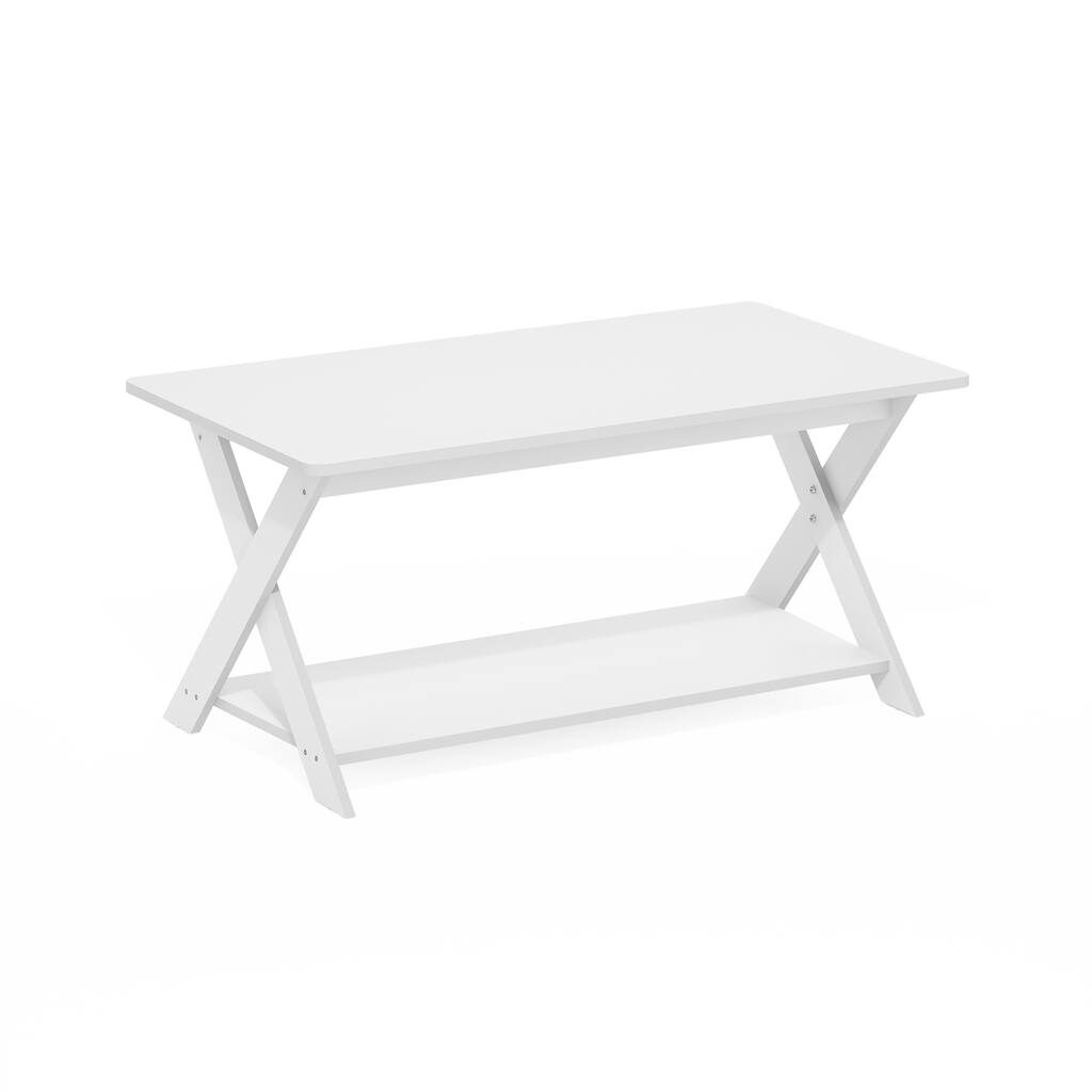 Furinno Modern Simplistic Criss-Crossed Coffee Table, White
