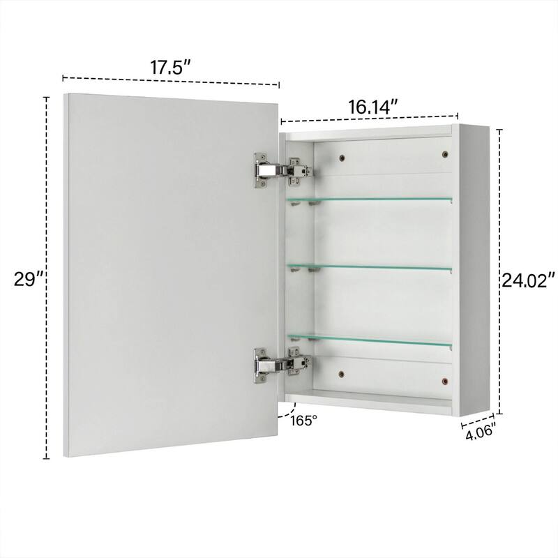 TEHOME Velin Recessed and Surface Mount Bathroom Medicine Cabinet with Mirror Square Cornered Metal Framed Rounded Rectangle