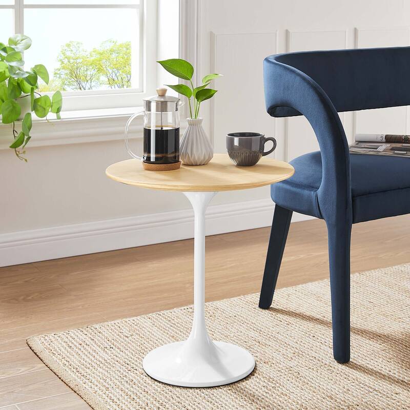 Lippa Round Wood Side Table - White Natural