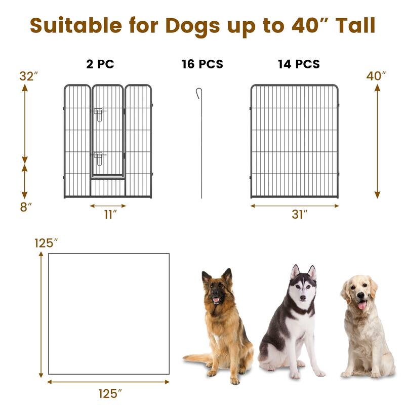 16 Panel Dog Playpen with Lockable Door for Safe Pet Space