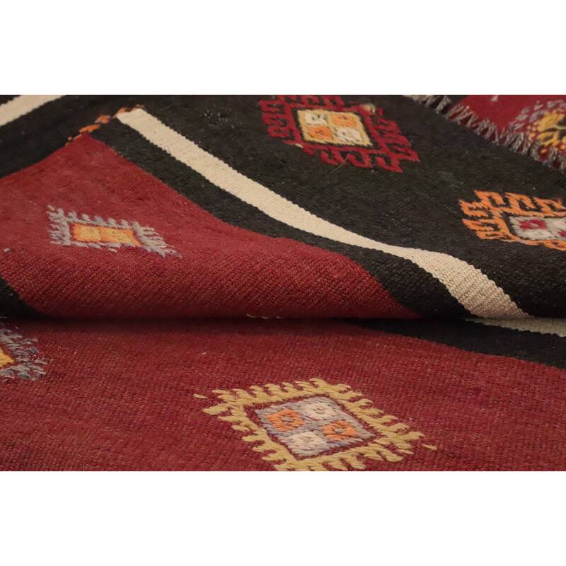 Hand Woven Oriental 100% Wool Carpet Southwestern Tribal Multi-Colored Kilim Area Rug - 9' 2'' X 6' 2''
