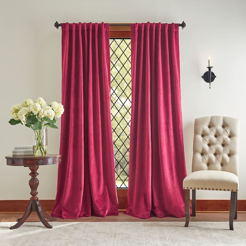 Martha Stewart Lucca Velvet Blackout Curtains - Panel Pair or Valance - 84-in - Pomegranate
