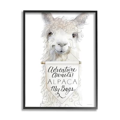 Stupell Adventure Awaits Phrase Sign Motivational Animal Framed Giclee Art Design By Kamdon Kreations