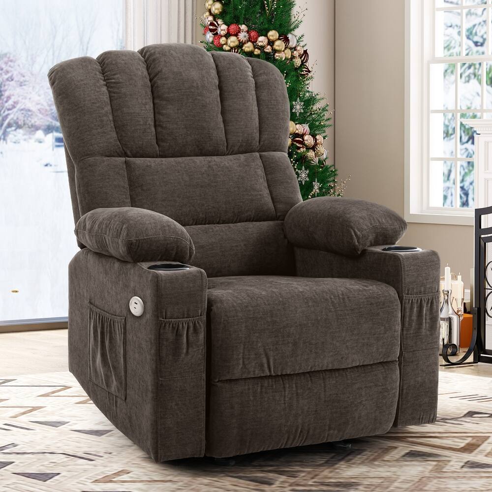 Moasis Velvet Upholstered Massage Manual Reclining Power Lift Recliner Chair